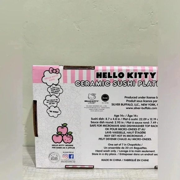 HELLO KITTY CERAMIC SUSHI PLATE SET. MADE BY SANRIO. BRAND NEW WITH TAGS. - Picture 6 of 9